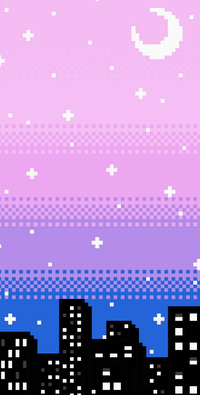 Bisexual City Night Sky Pixel Wallpaper