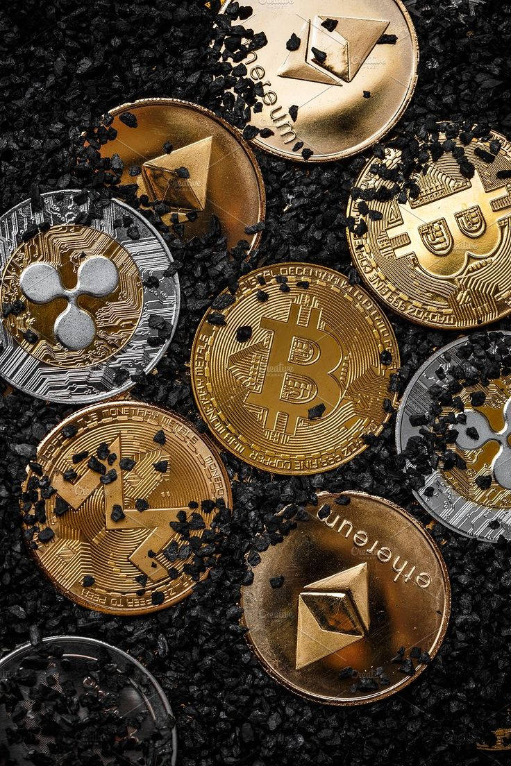 Bitcoins With Small Rocks Crypto Background Wallpaper