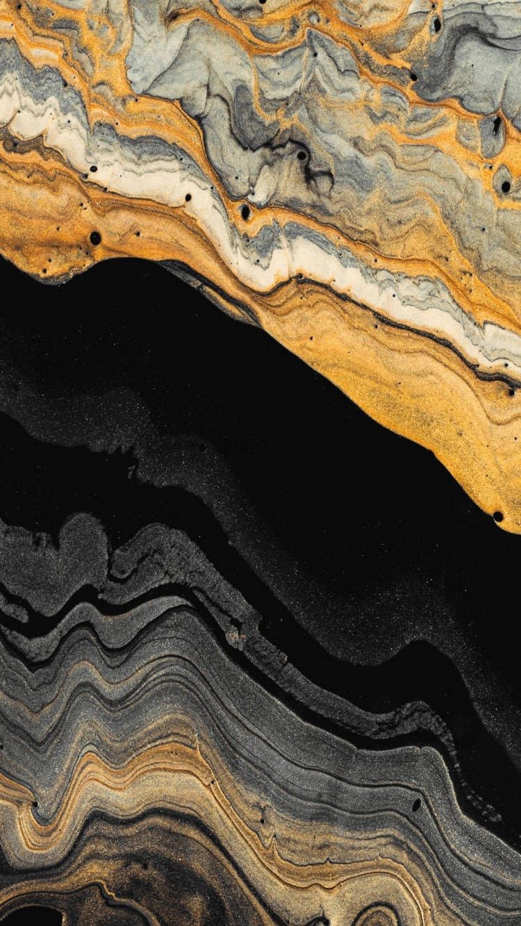 Black And Gold Waves Marble Iphone Wallpaper