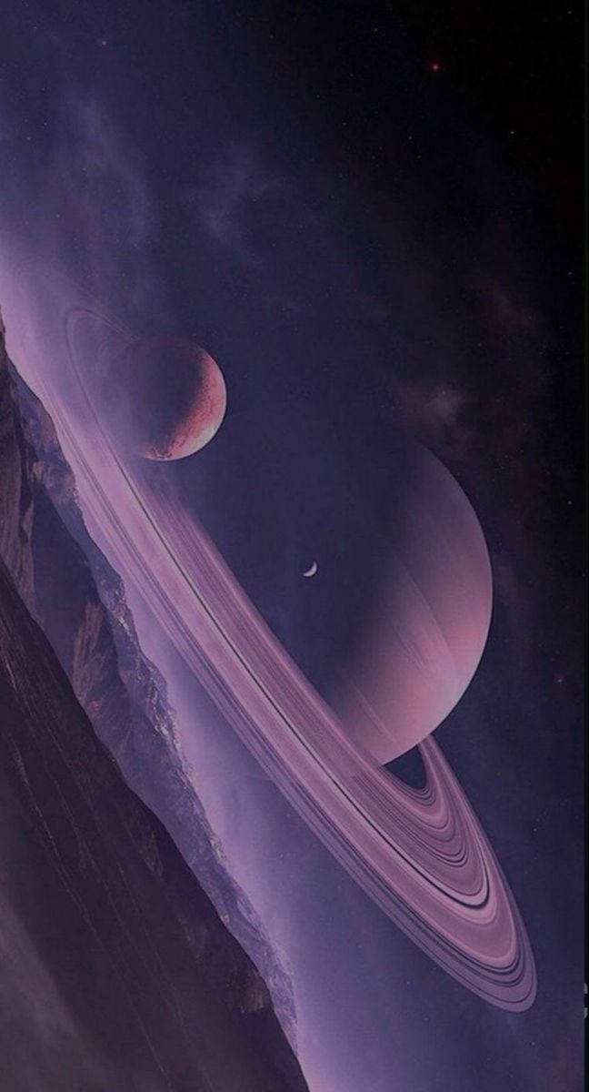 Black And Purple Aesthetic Planets Wallpaper