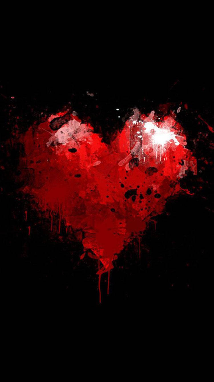 Black And Red Painted Heart Wallpaper
