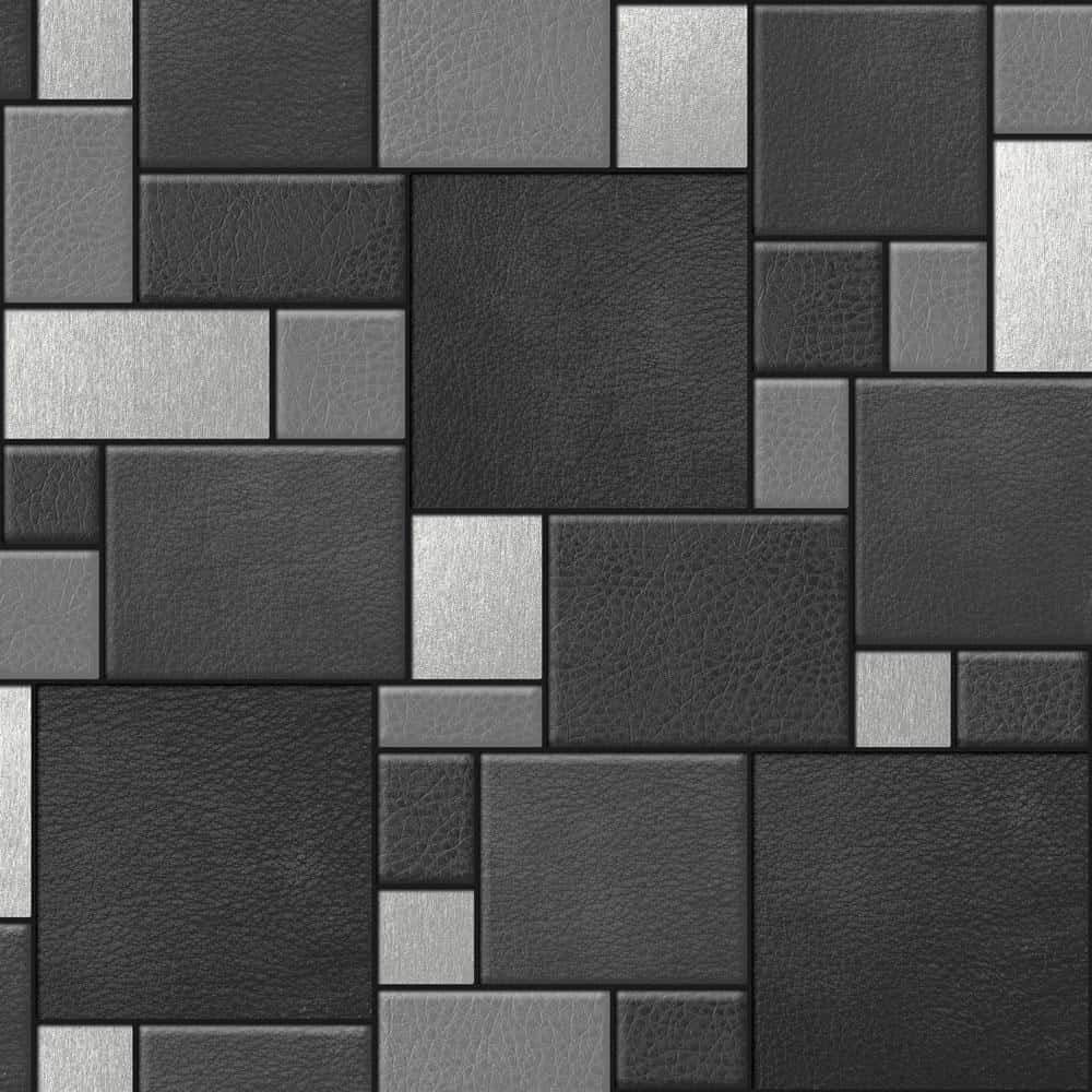 Black And Silver Leather Tile Background Wallpaper