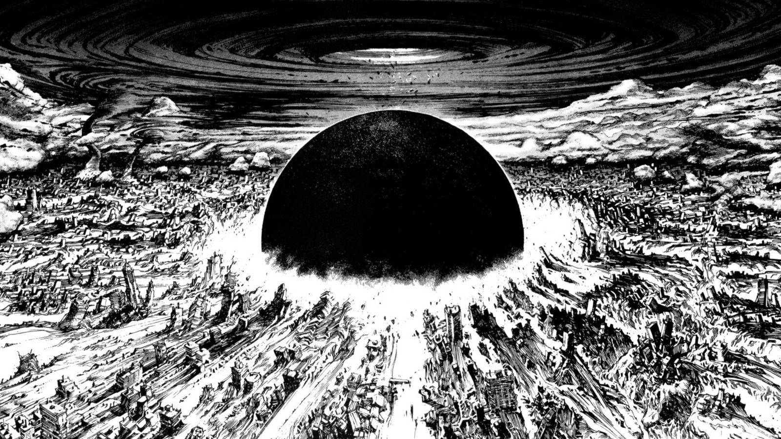Black And White Akira Nuclear War Wallpaper