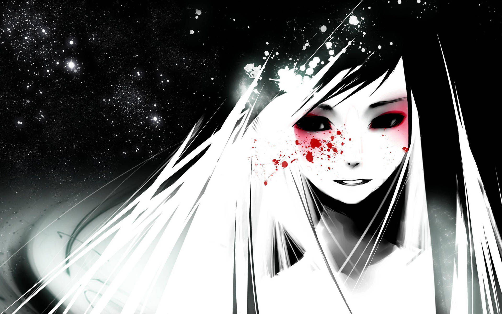 Download free Black And White Anime Red Eye Make-up Wallpaper -  MrWallpaper.com