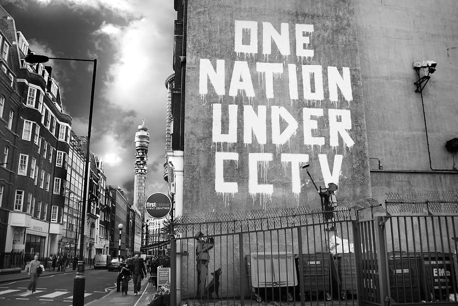 Black And White Graffiti One Nation Under Cctv Wallpaper