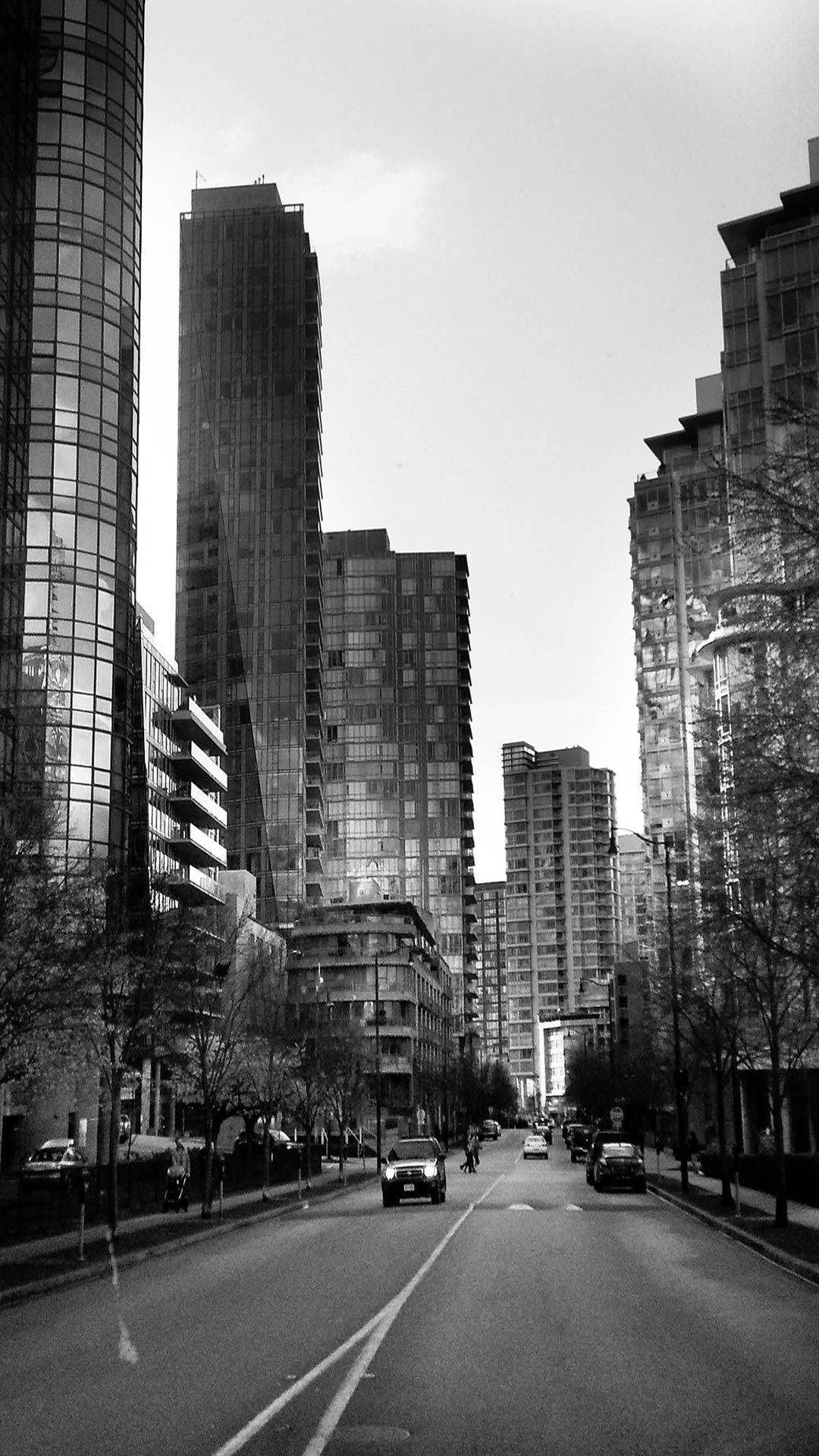 Black And White Iphone City Road Wallpaper