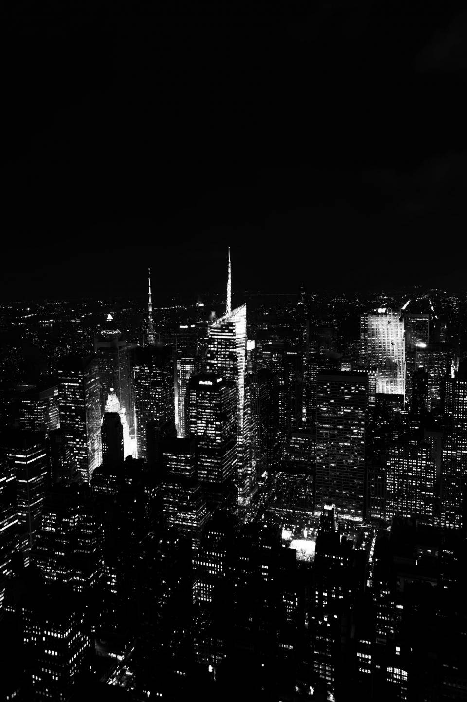 Black And White New York City Night View Wallpaper