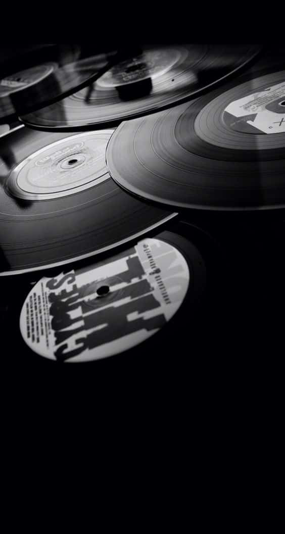 Black And White Vinyl Record Wallpaper