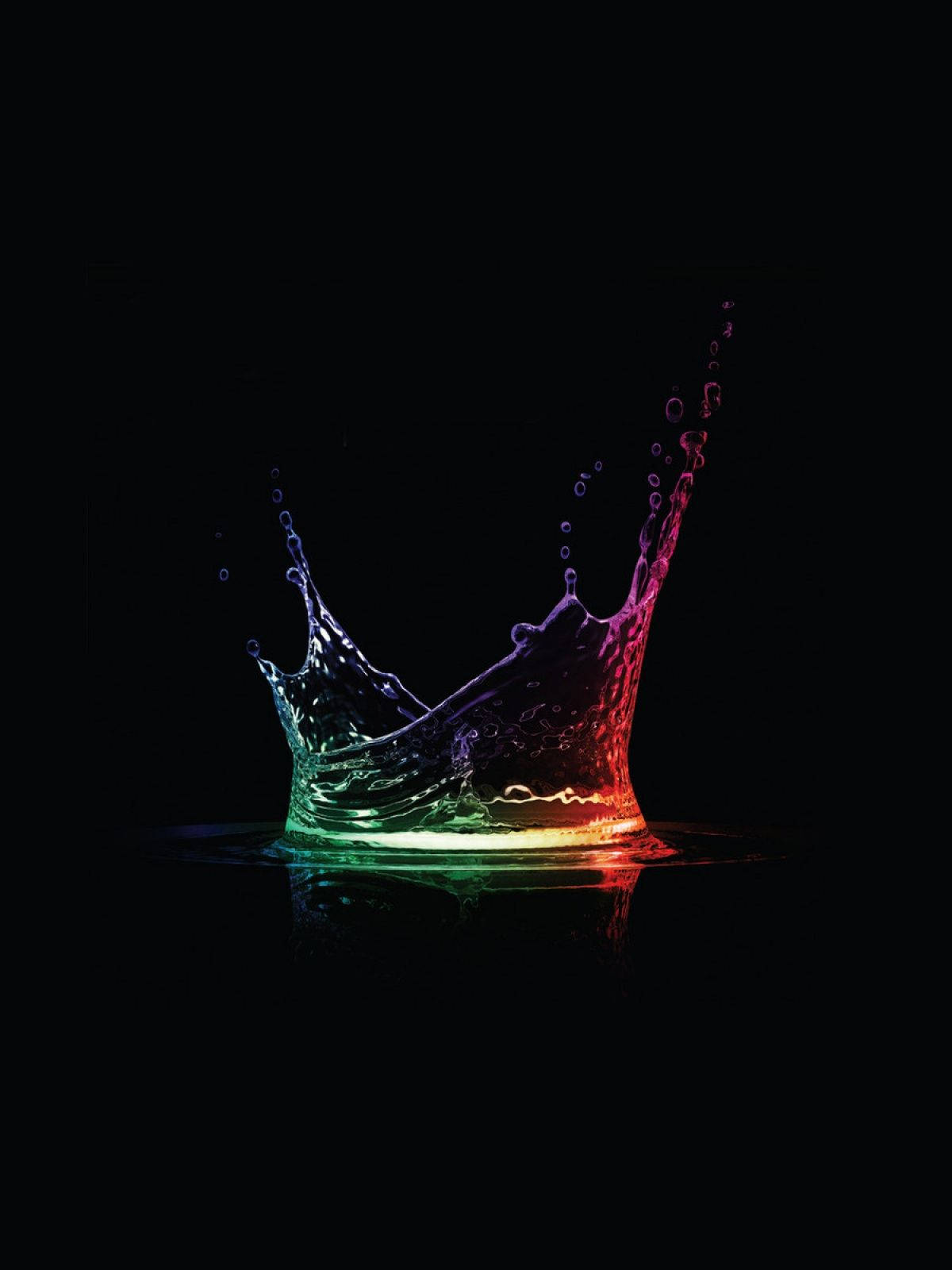 Black Android Colorful Water Splash Wallpaper