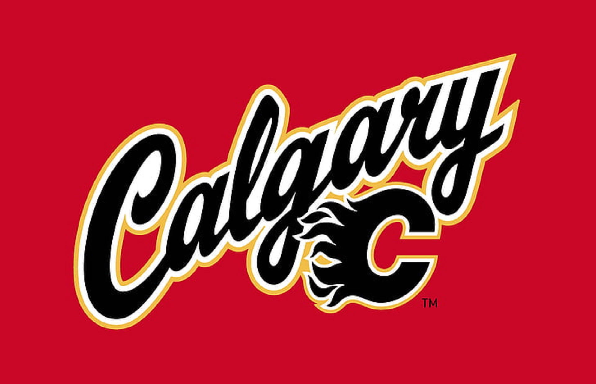 Download A Logo Of The Calgary Flames On A Black Background | Wallpapers.com