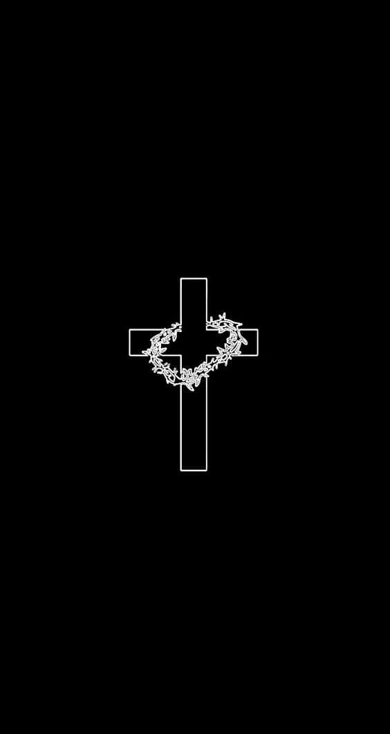 Black Cross With Garland Wallpaper