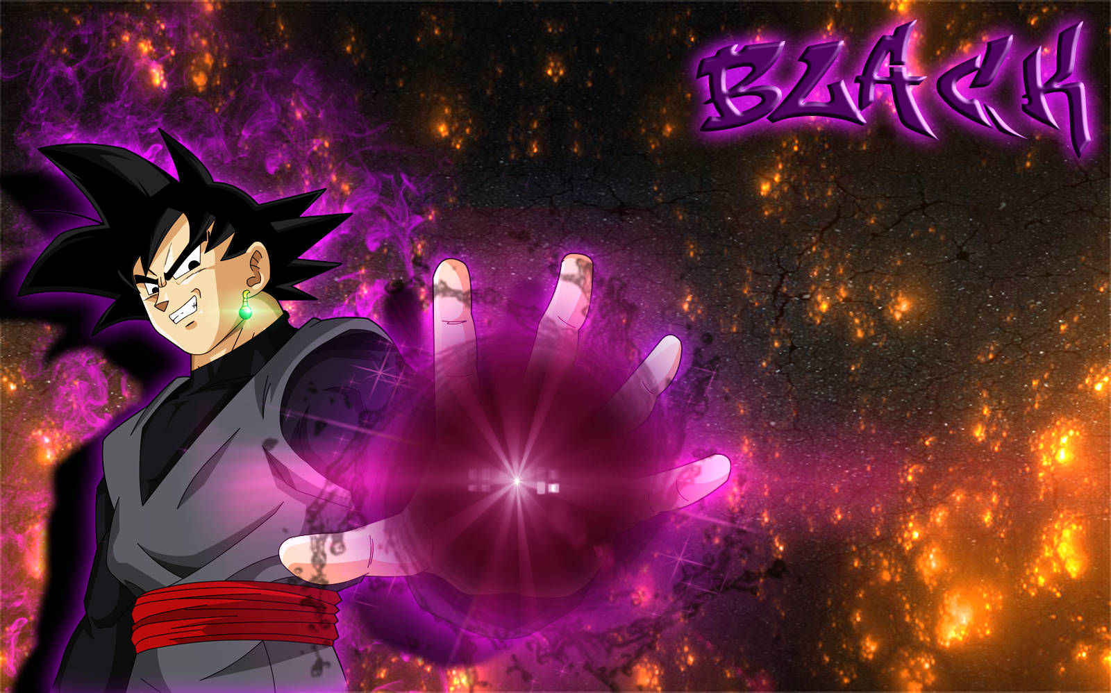Black Goku With Dark Pink Orb Wallpaper