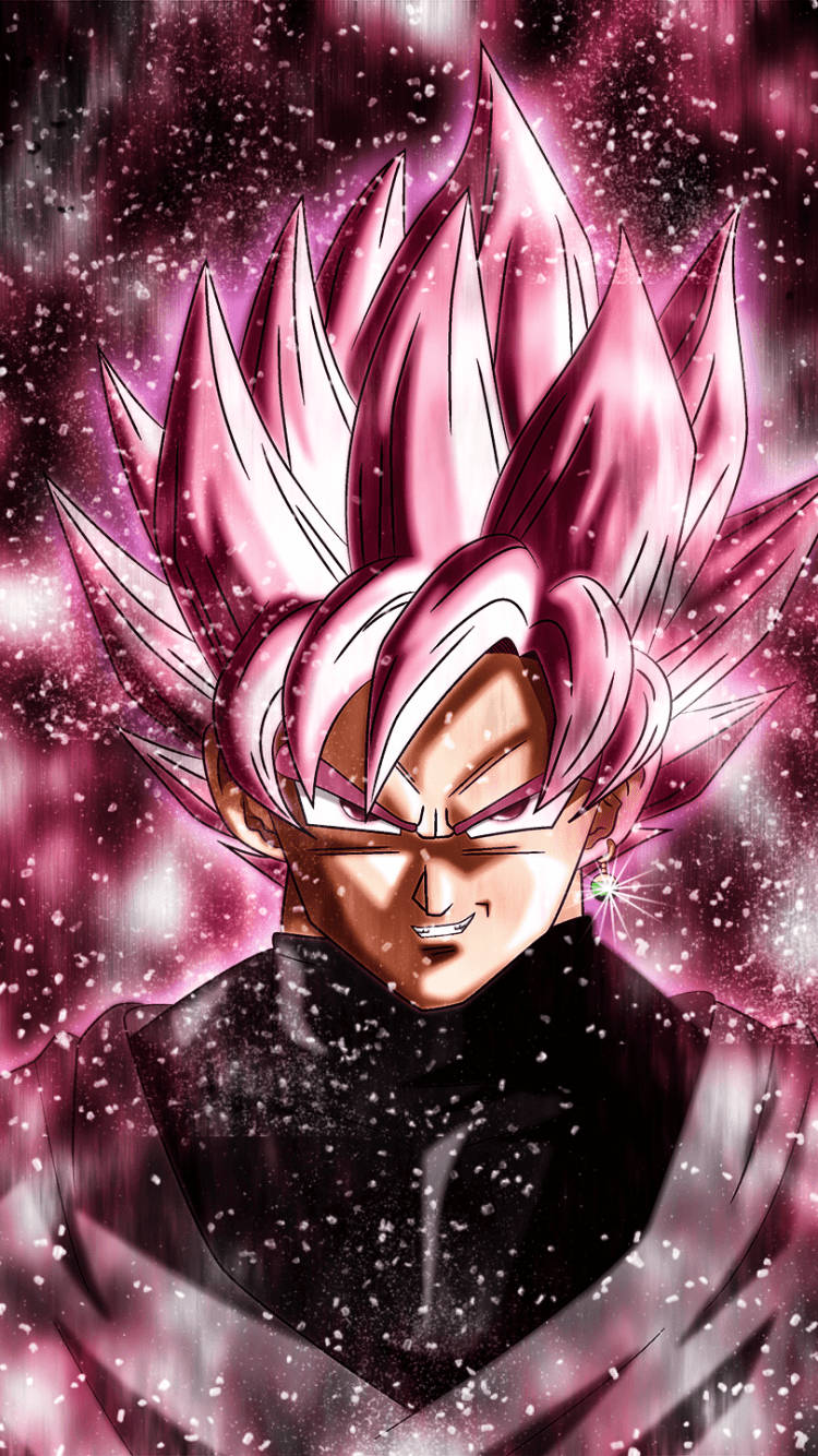 Black Goku With Pink Glitter Effect Wallpaper