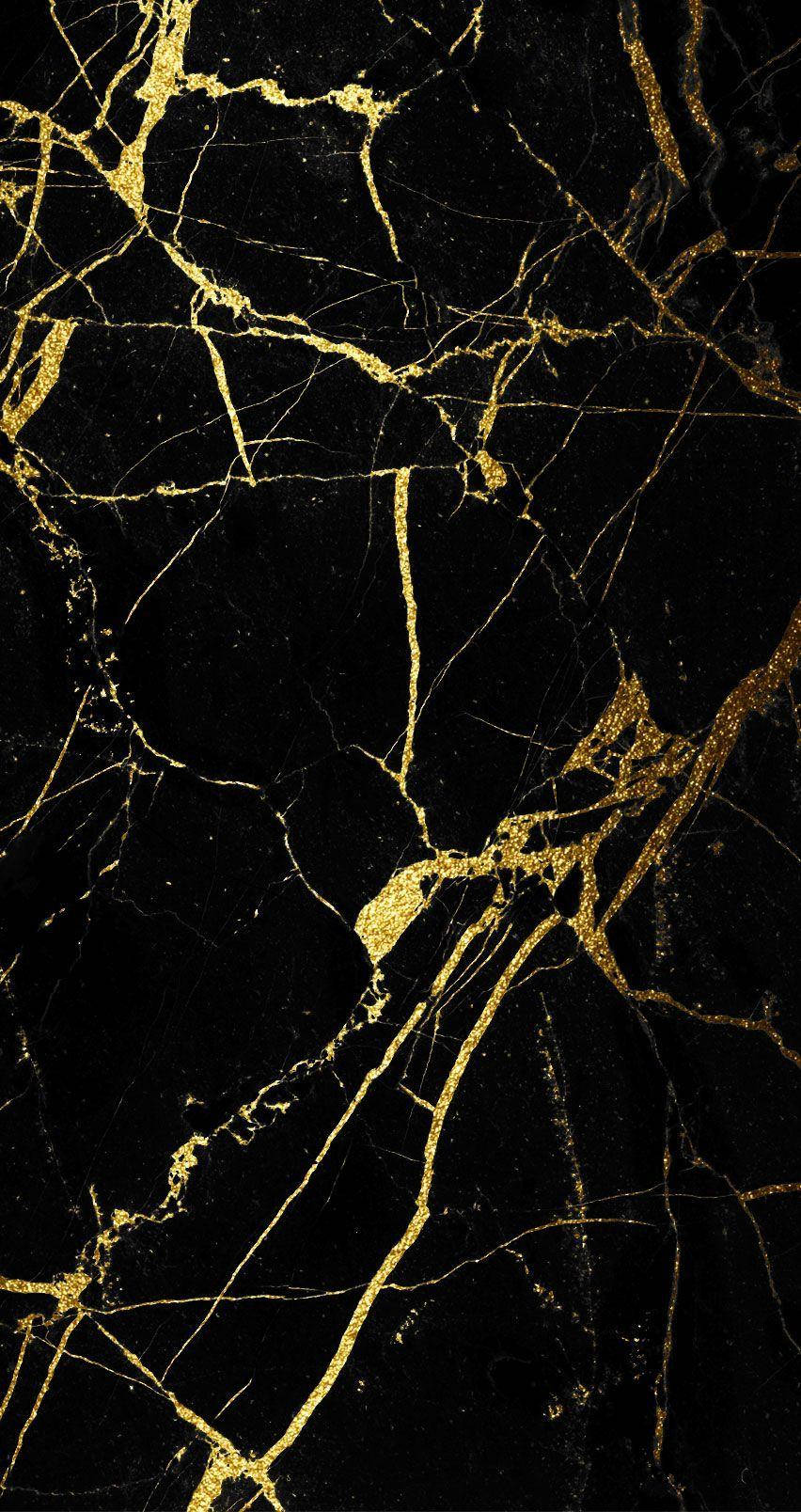 Black Gold Marble Phone Wallpaper