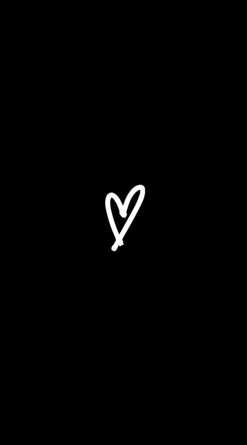 Black Heart Drawn White Iphone Wallpaper