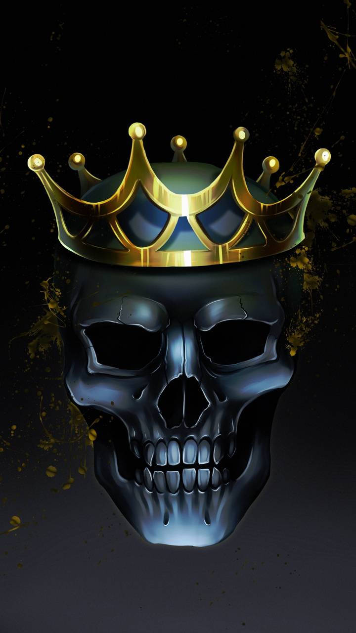 Black King Skull Wearing Crown Wallpaper