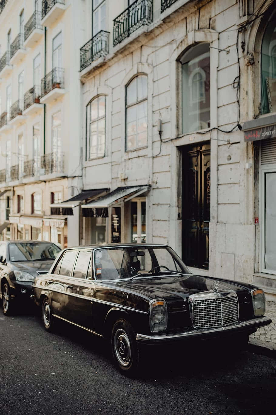 Black Mercedes Vintage Classic Iphone Wallpaper