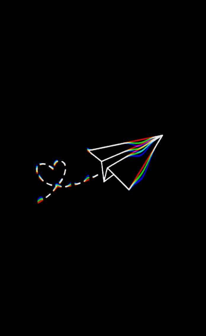 Black Neon Aesthetic Paper Plane Wallpaper