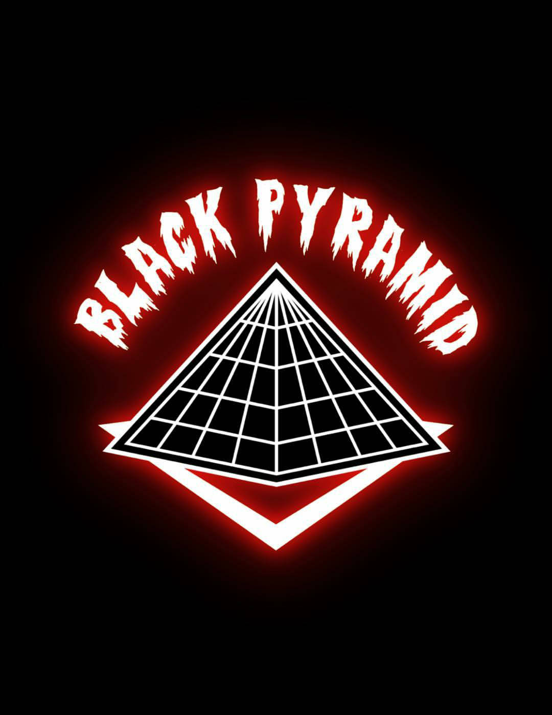 Black Pyramid With Neon Red Text Wallpaper