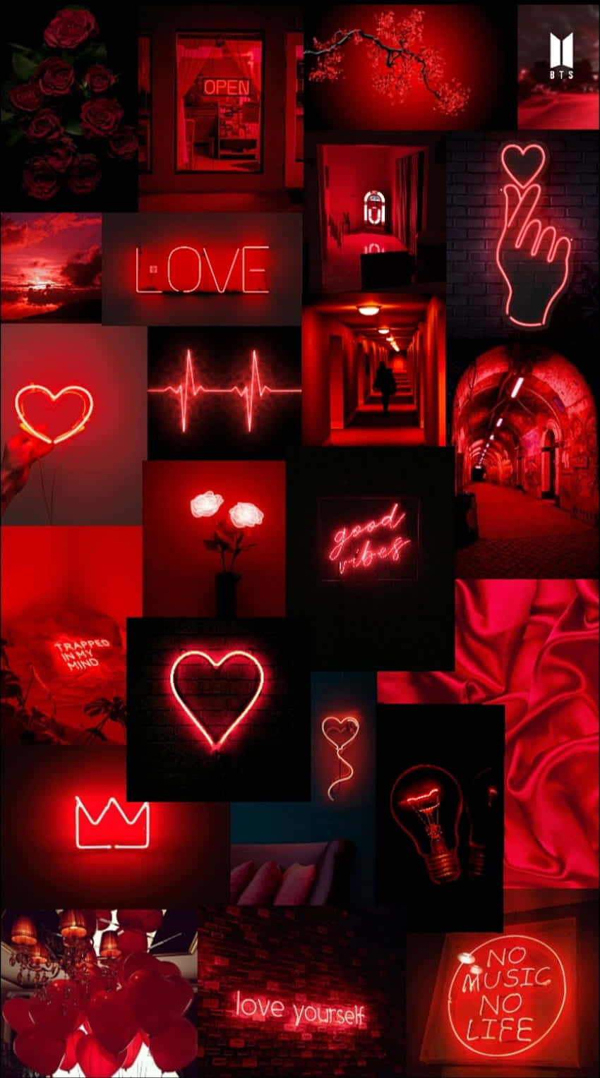 Black Red Neon Collage Aesthetic Wallpaper