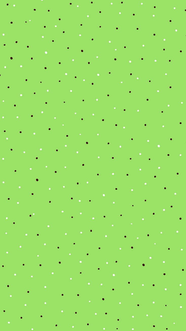 Black & White Polka Dots On Green Wallpaper