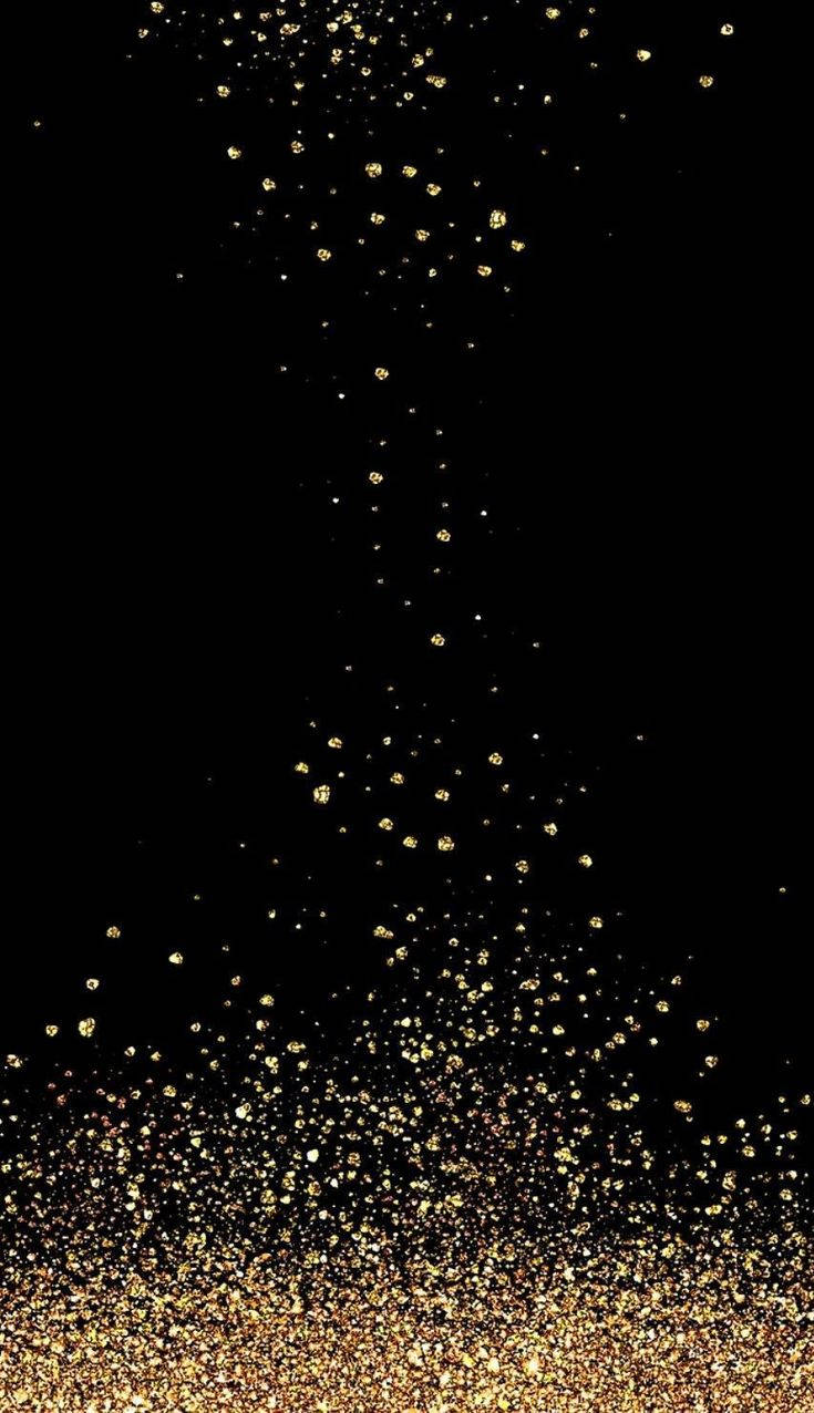 Black With Gold Glitter Effect Wallpaper