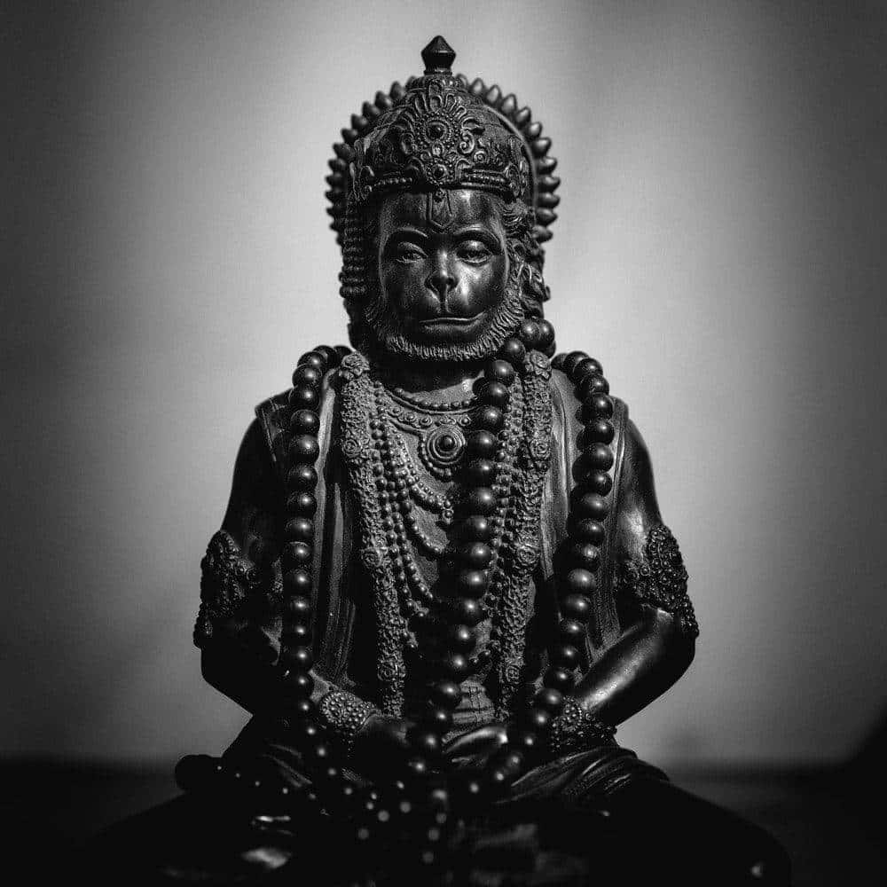 Blackand White Hanuman Statue Wallpaper