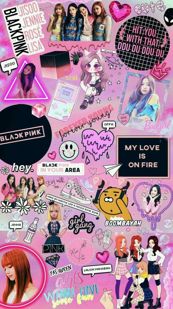 Blackpink Anime And Icons Collage Wallpaper
