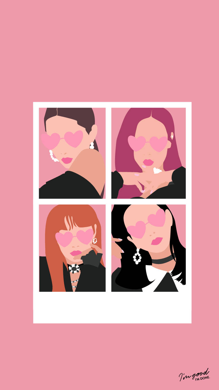 Blackpink Anime Version With Sunglasses Wallpaper
