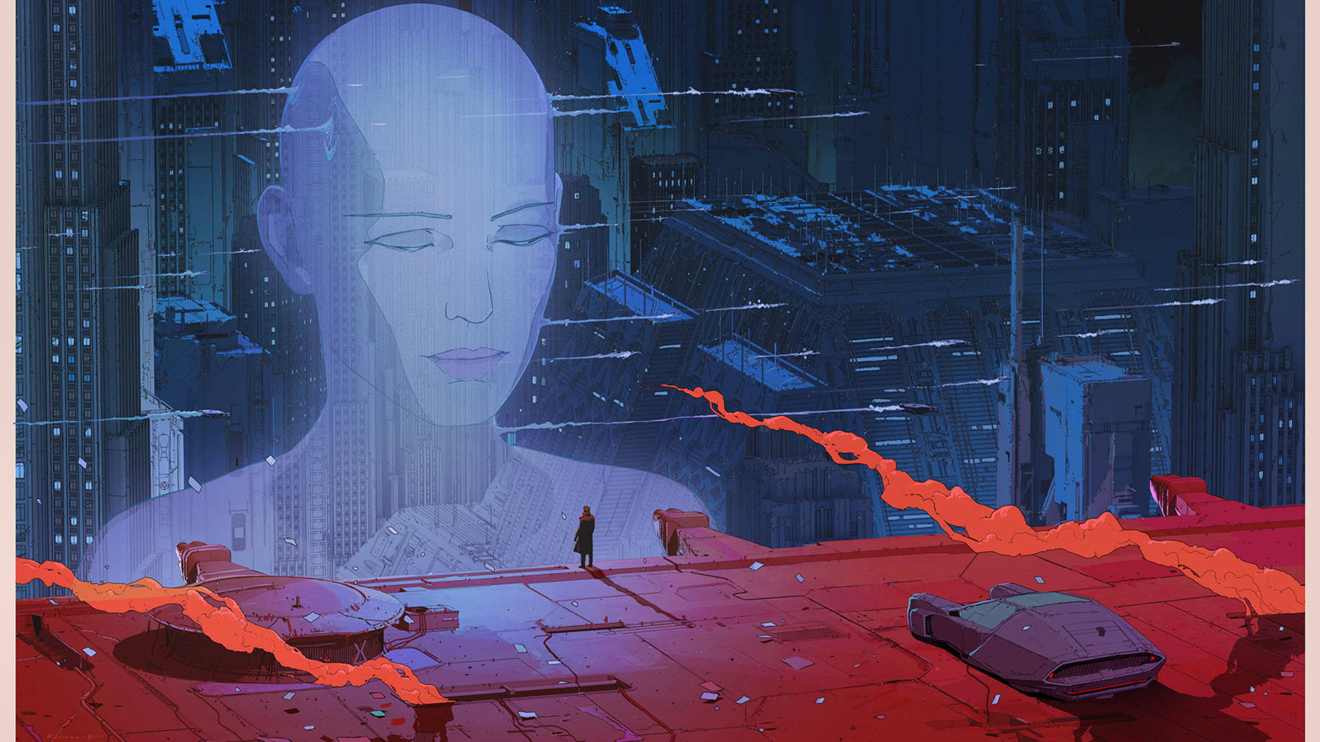 Download free Blade Runner Giant Hologram Anime Wallpaper - MrWallpaper.com