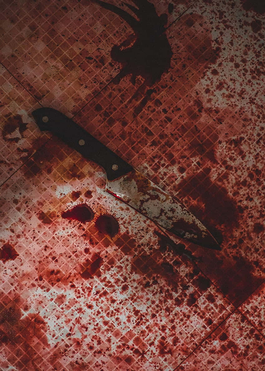 Blood Aesthetic Covering Knife Wallpaper