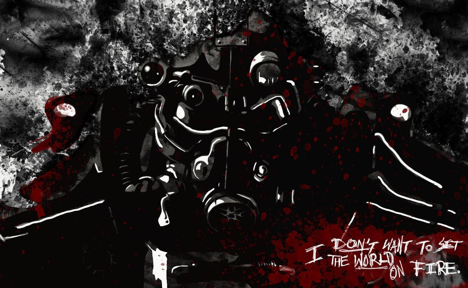 Bloody Black Fallout Power Armor Wallpaper