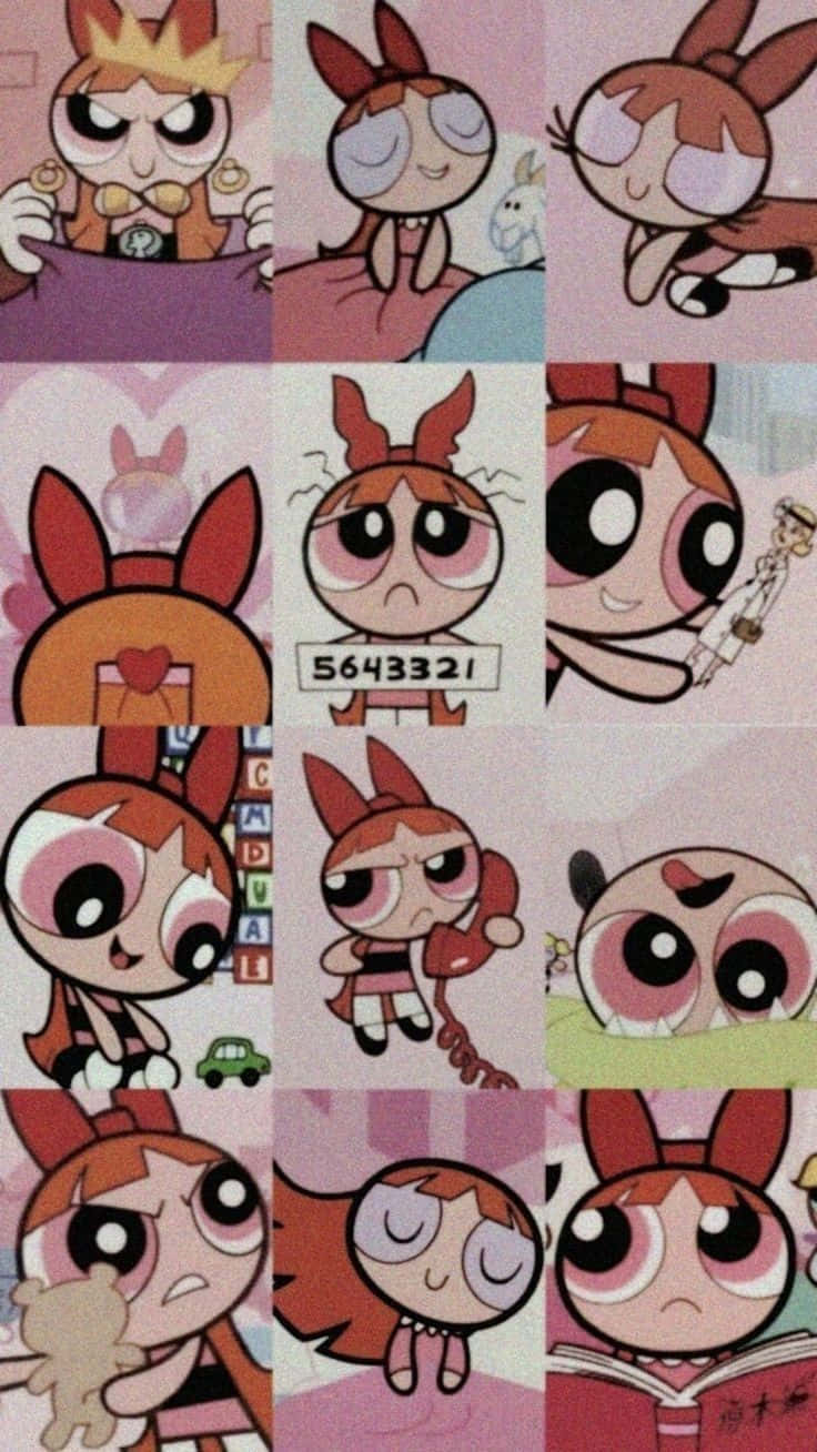 Blossom Powerpuff Girls Aesthetic Montage Illustration Wallpaper