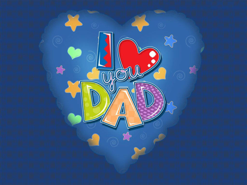 Blue Adorable Father's Day Greeting Card Wallpaper