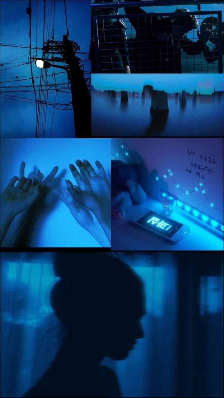 Blue Aesthetic Collage Phone Wallpaper