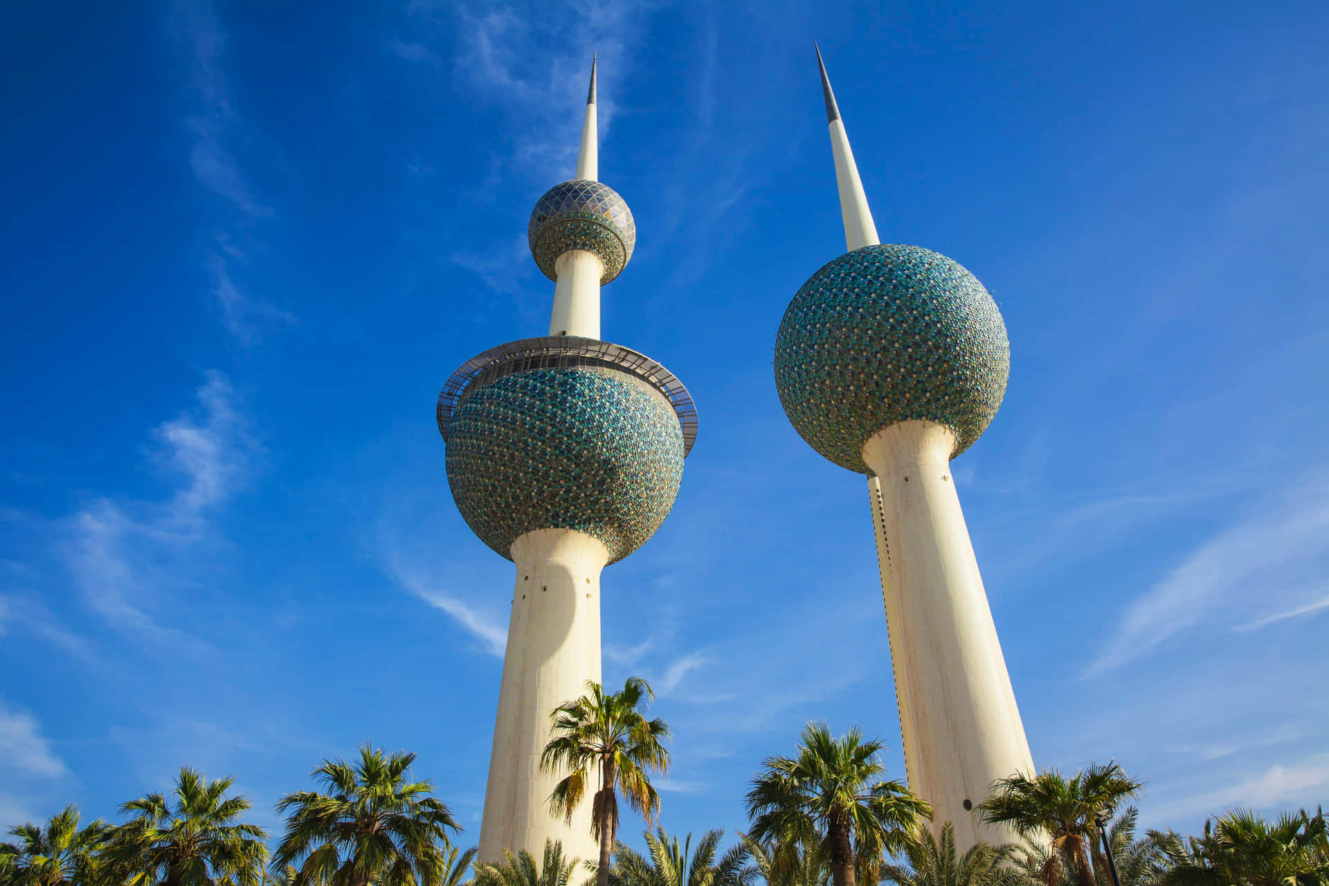 Blue Aesthetic Kuwait Towers Desktop Wallpaper