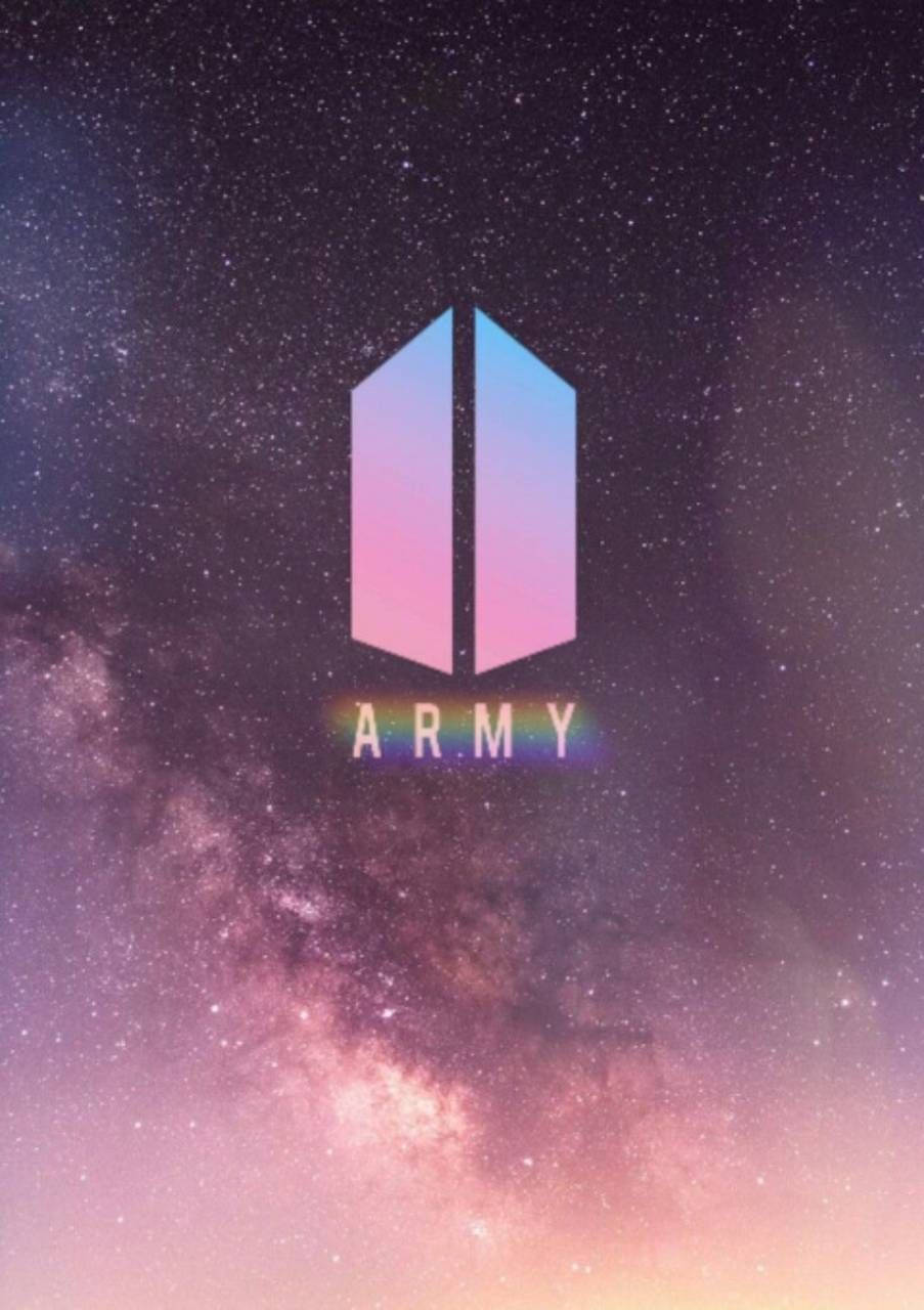 Blue And Pink Logo Bts Army Girl Wallpaper