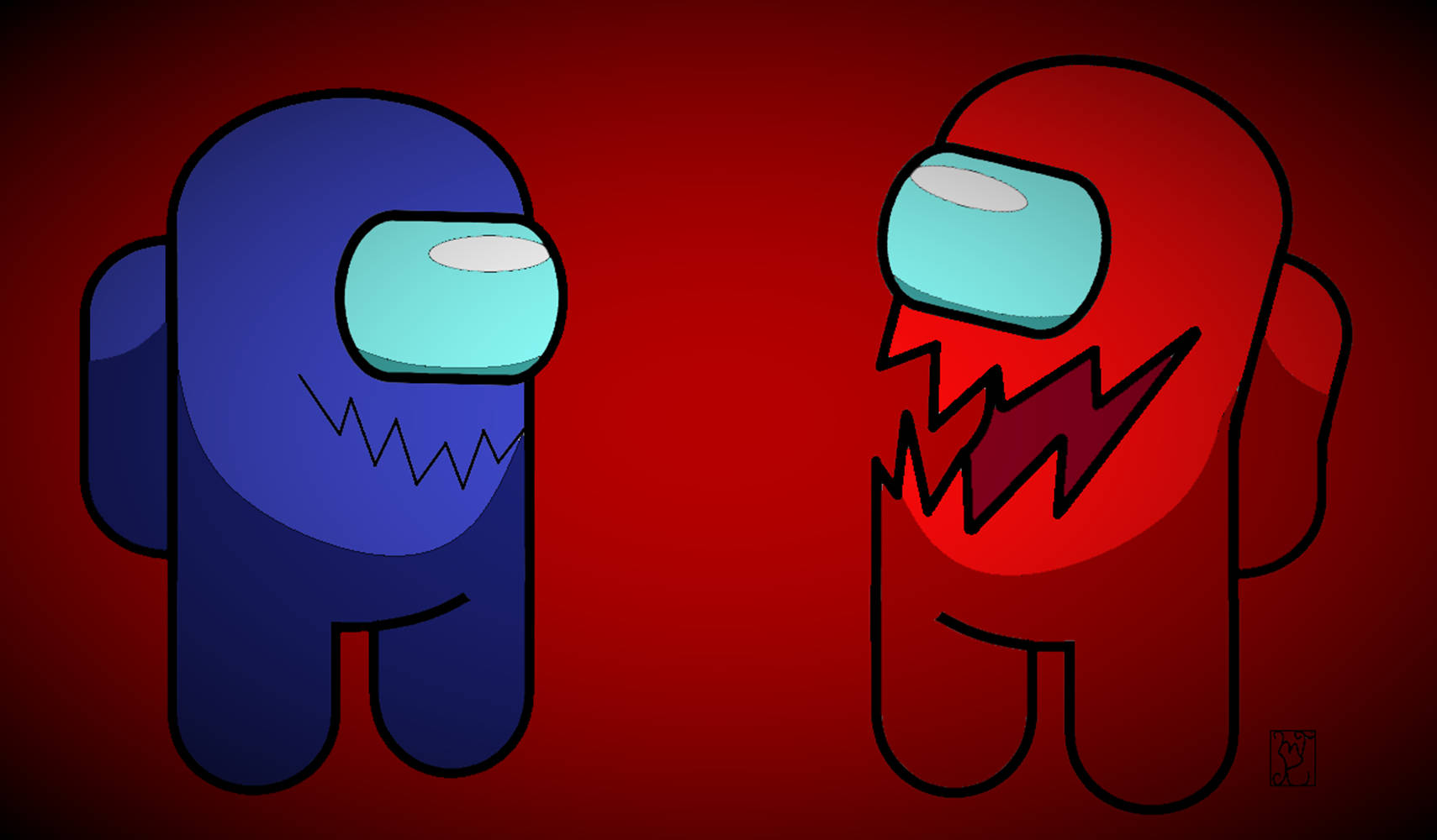 Blue And Red Among Us Imposter Wallpaper