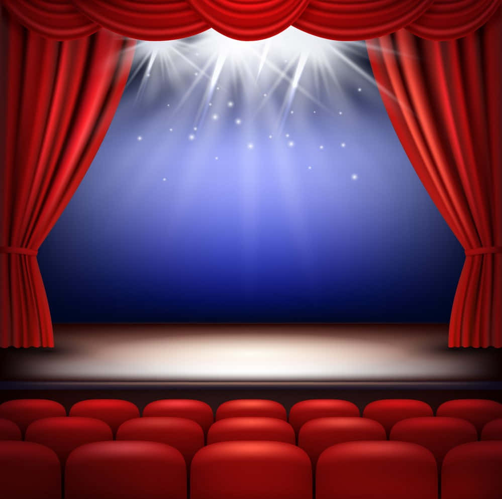 Blue And Red Cartoon Theatre Stage Wallpaper