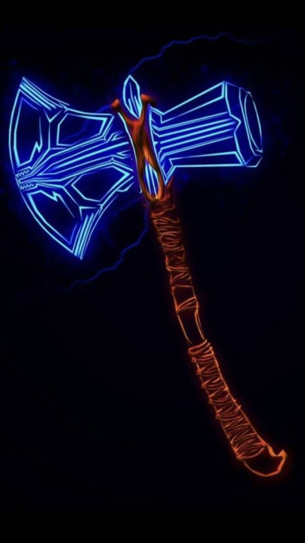 Blue And Red Thor Stormbreaker Outline Wallpaper