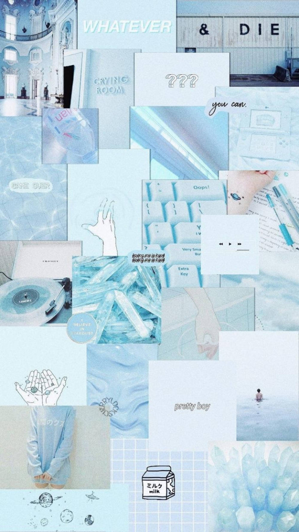 Blue Anime Collage Aesthetic Wallpaper