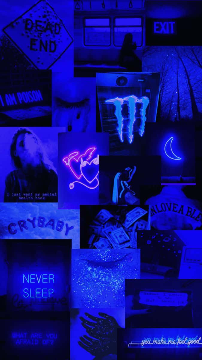 Blue Baddie Collage Wallpaper