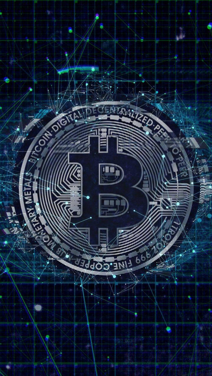 Blue Bitcoin Digital Crypto Graphic Wallpaper