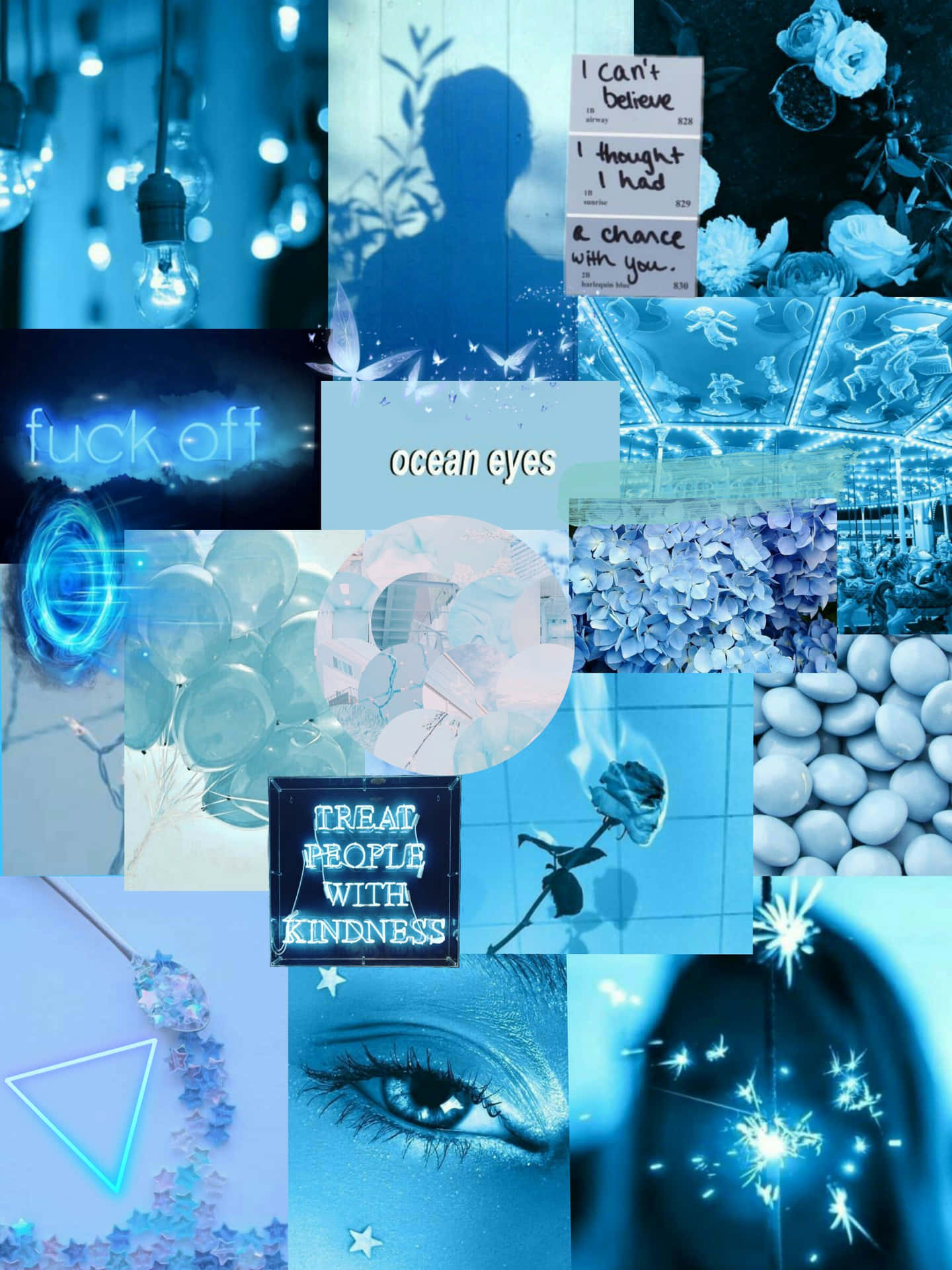 Blue Collage: A Creative Way To Mix And Match Different Art Pieces Wallpaper
