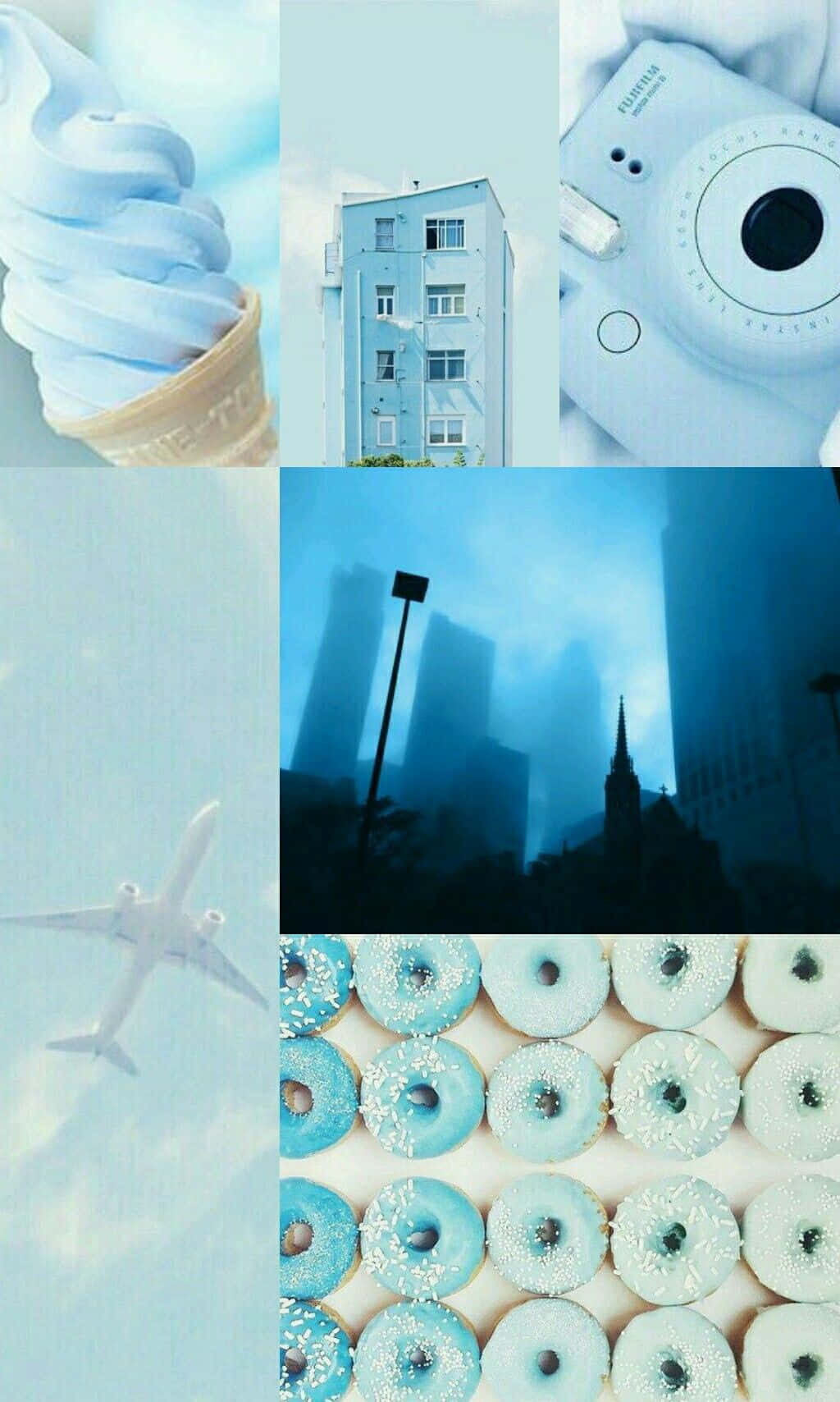 Blue Collage Isolated On White Background Wallpaper