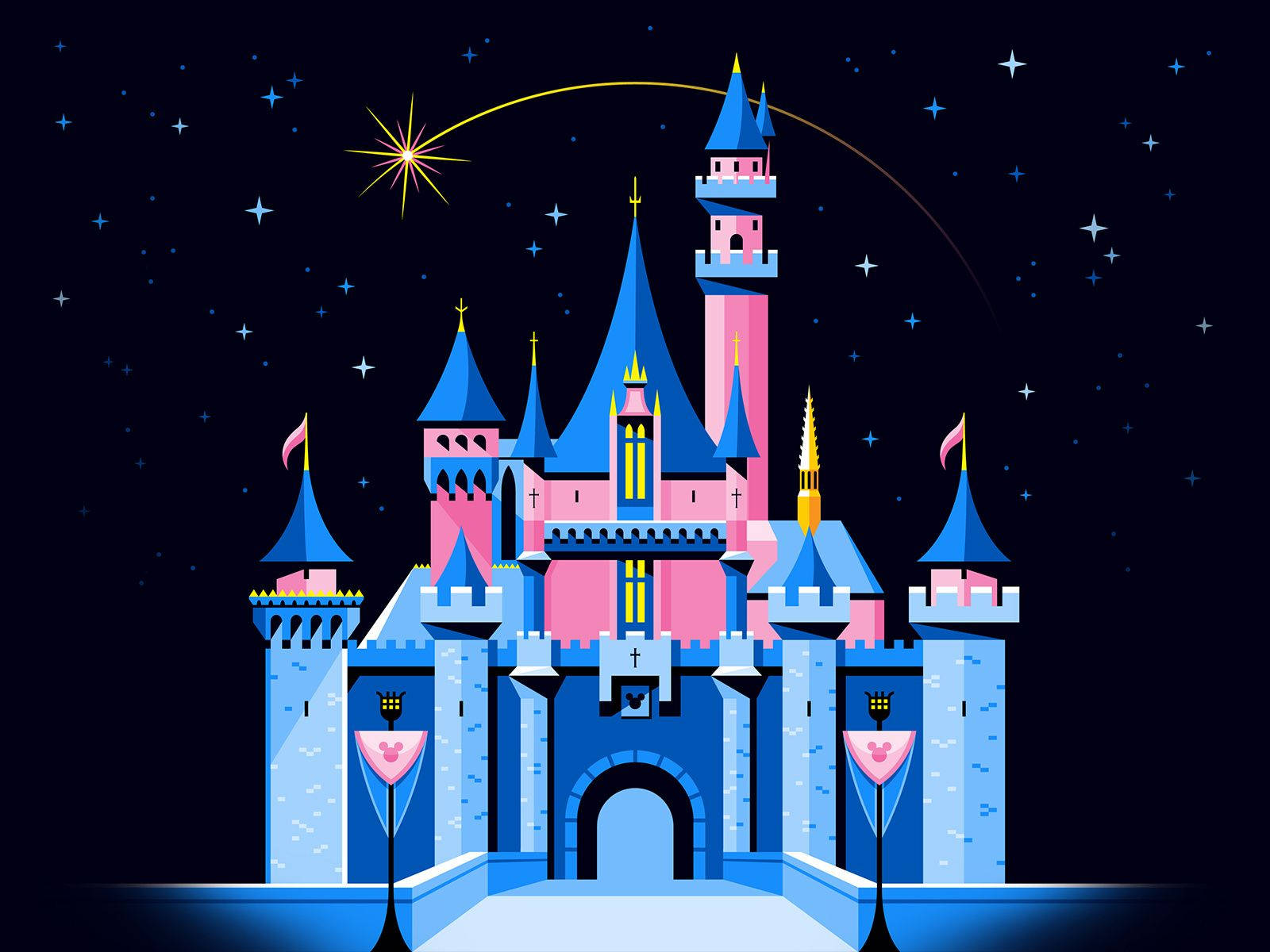 Blue Disneyland Castle And Stars Wallpaper