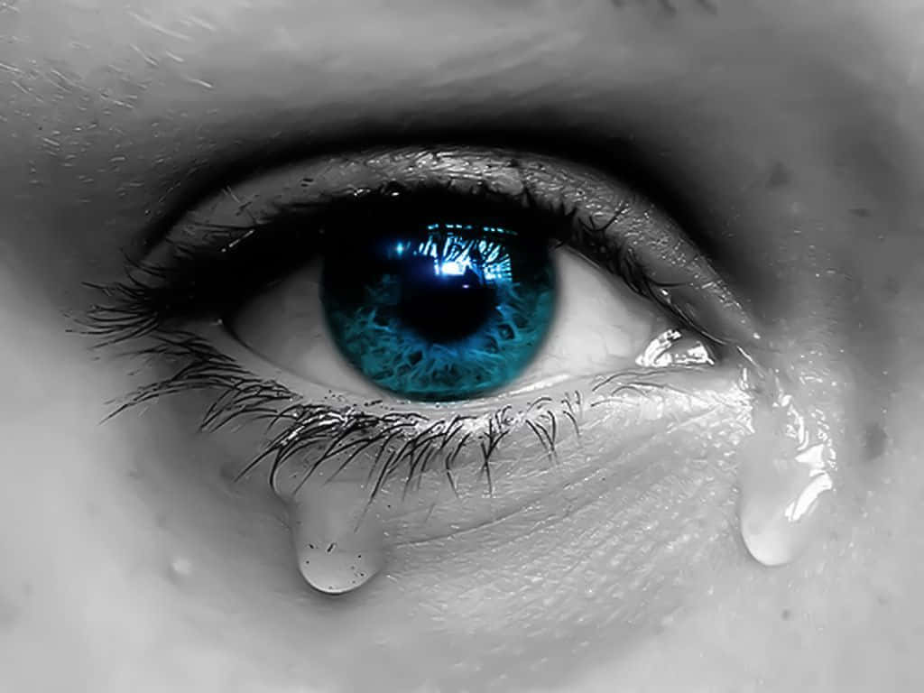 Blue Eye With Tears Wallpaper