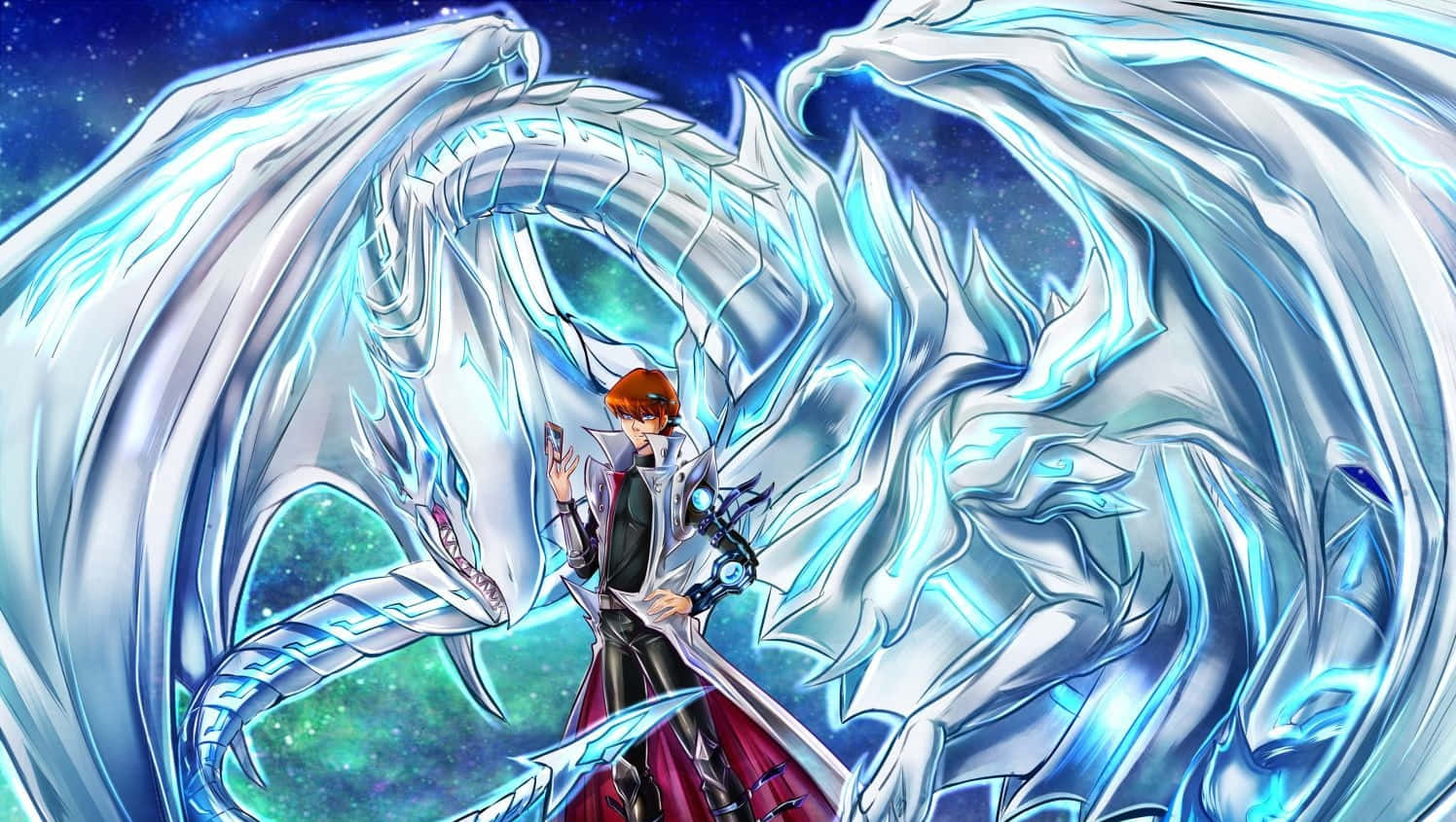 Blue Eyes White Dragon Illustration Wallpaper