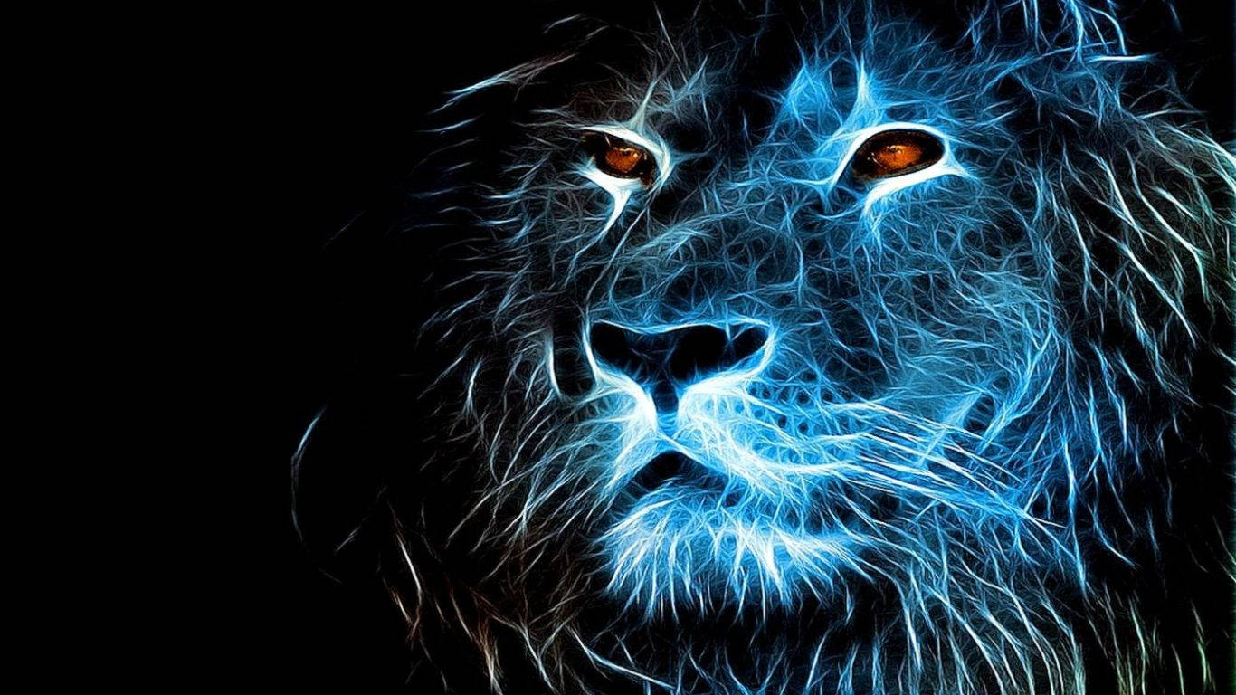 Blue Fire Lion With Red Eyes Wallpaper