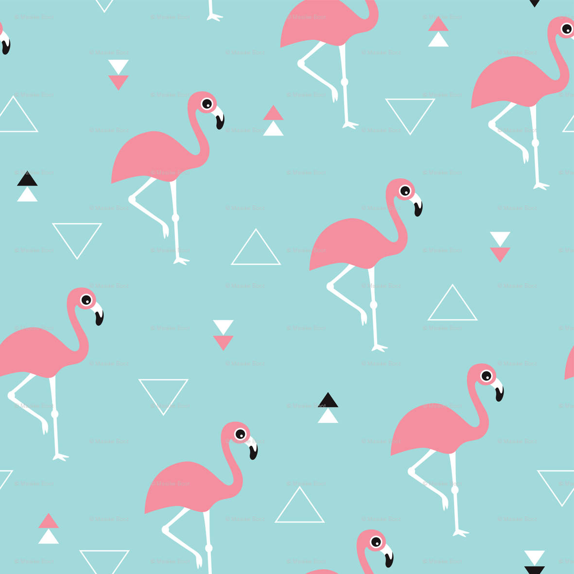 Blue Flamingo Pattern Wallpaper